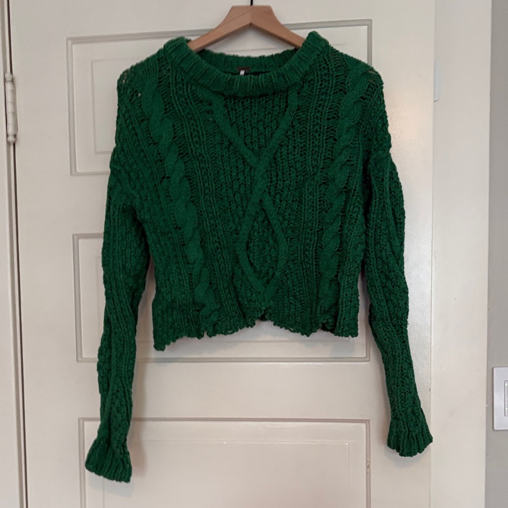 Free People Emerald Cable Knit Sweater